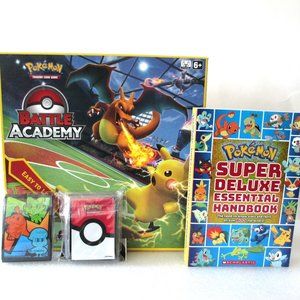 POKEMON BATTLE ACADEMY GAME BOX + BOARD + CARD SLEEVES+